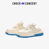 Choco Concert Mis-Matched Square Toe Slip On Cream