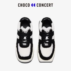 Choco Concert Mis-Matched Fleece Square Toe Sneaker Black
