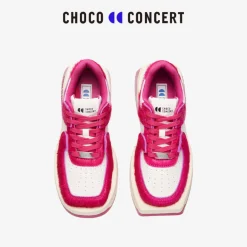 Choco Concert Mis-Matched Horsehair Square Toe Sneaker Pink