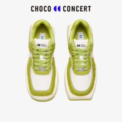 Choco Concert Mis-Matched Horsehair Square Toe Sneaker Lime Green