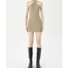 Concise-White Cross Vest Knit Dress Grey