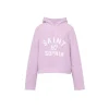 Concise-White Knitted Logo Hoodie Purple