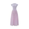 Concise-White Stitching Printed Logo Dress Purple