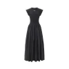 Concise-White Stitching Printed Logo Dress Black