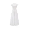 Concise-White Stitching Printed Logo Dress White