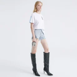 Cottia Destroyed Cut-Out Denim Shorts