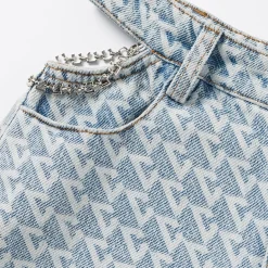 Cottia Destroyed Cut-Out Denim Shorts
