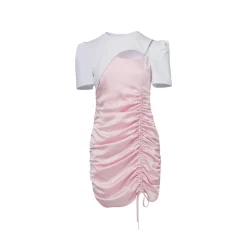 Cottia Hollow Out Strap Jacquard Dress Pink
