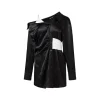 Cottia Off-Shoulder Contrast Color Shirt Dress Black