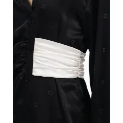 Cottia Off-Shoulder Contrast Color Shirt Dress Black