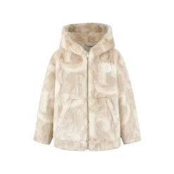 13De Marzo Artificial Fur Logo Hooded Coat Khaki