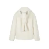 13De Marzo Back Plush Bear Lapel Fuzzy Coat White