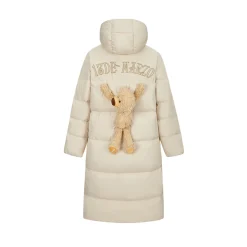13De Marzo Back Plush Bear Long Down Jacket Beige