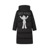 13De Marzo Back Plush Bear Long Down Jacket Black