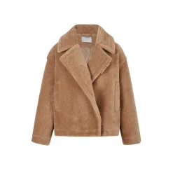 13De Marzo Back Plush Bear Lapel Fuzzy Coat Brown