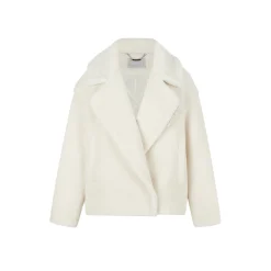 13De Marzo Back Plush Bear Lapel Fuzzy Coat White