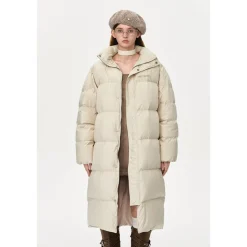 13De Marzo Back Plush Bear Long Down Jacket Beige