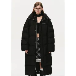 13De Marzo Back Plush Bear Long Down Jacket Black