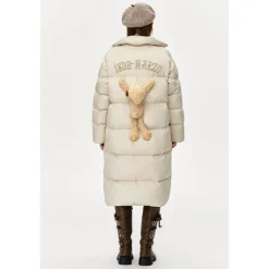 13De Marzo Back Plush Bear Long Down Jacket Beige