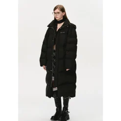13De Marzo Back Plush Bear Long Down Jacket Black