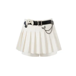 13De Marzo Badge Punk Knit Skirt Shorts White