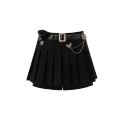 13De Marzo Badge Punk Knit Skirt Shorts Black