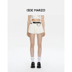 13De Marzo Badge Punk Knit Skirt Shorts White