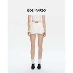 13De Marzo Badge Punk Knit Skirt Shorts White
