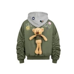 13De Marzo Badges Plush Bear MA-1 Jacket Olive Green
