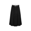 13De Marzo Base Pleated Long Skirt Black