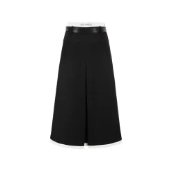 13De Marzo Base Pleated Long Skirt Black