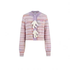 13De Marzo Bear Button Space Dye Cardigan Purple