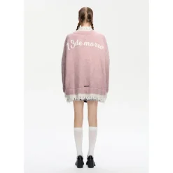 13De Marzo Bear Button Unedged Cardigan Pink
