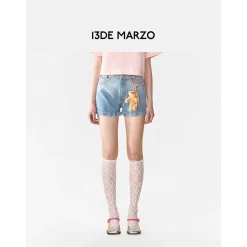 13De Marzo Bear Classic Denim Shorts Blue