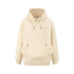 13De Marzo Bear Embossment Pocket Hoodie Beige