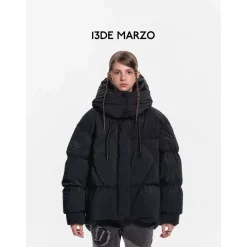 13De Marzo Bear Embossment Down Jacket Black