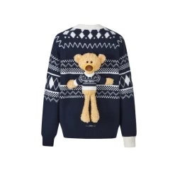13De Marzo Bear Exotic Vintage Knit Sweater Navy Blue