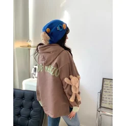 13De Marzo Bear Forearm Hoodie Brown