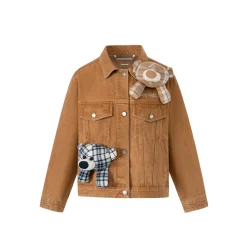 13De Marzo Bear In Wormhole Denim Jacket Khaki