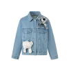13De Marzo Bear In Wormhole Denim Jacket Blue