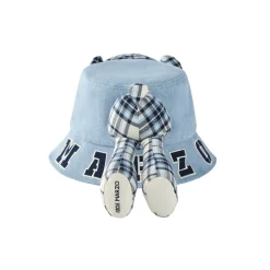 13De Marzo Bear In Wormhole Denim Bucket Hat Blue
