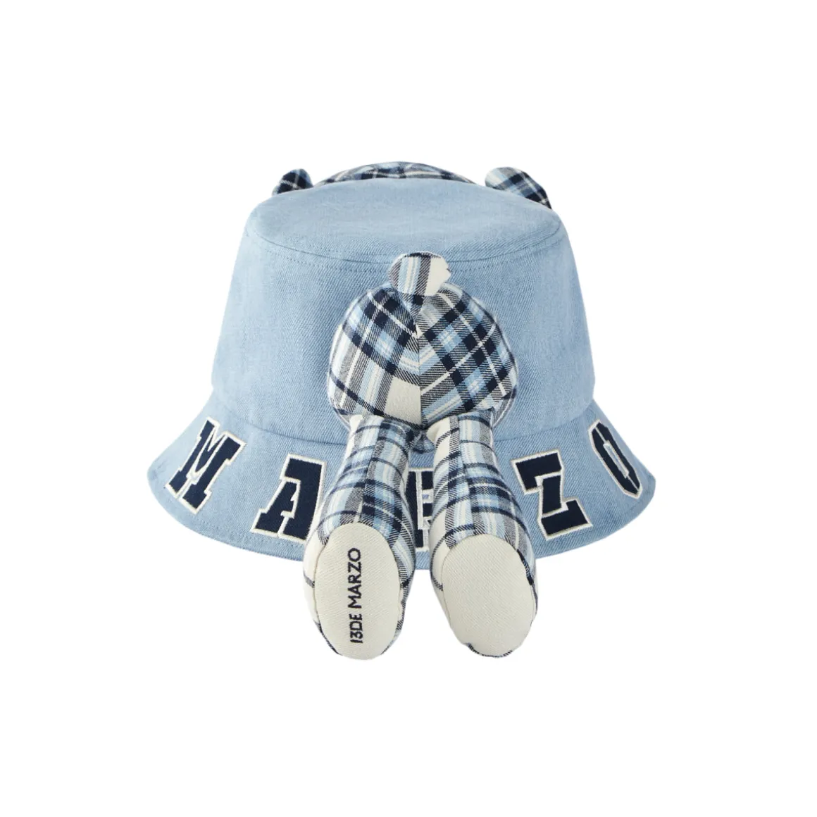 13De Marzo Bear In Wormhole Denim Bucket Hat Blue