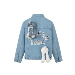 13De Marzo Bear In Wormhole Denim Jacket Blue