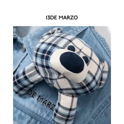 13De Marzo Bear In Wormhole Denim Jacket Blue