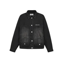 13De Marzo Bear Inversion Puff Sleeve Denim Jacket Black