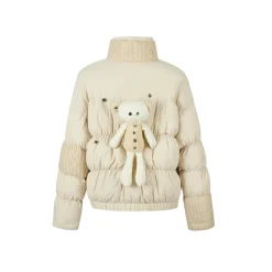 13De Marzo Bear Knit Patch Wrinkle Down Jacket