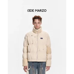 13De Marzo Bear Knit Patch Wrinkle Down Jacket