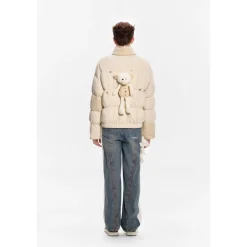 13De Marzo Bear Knit Patch Wrinkle Down Jacket