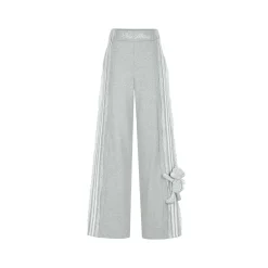 13De Marzo Bear Lace Patchwork Sweat Pants Gray