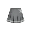 13De Marzo Bear Lace Suit Pleated Skirt Gray